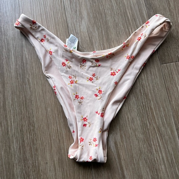 Aerie Floral Print High-Waisted Cheekier Bikini Swim Bottom Size S Pink - Picture 1 of 3
